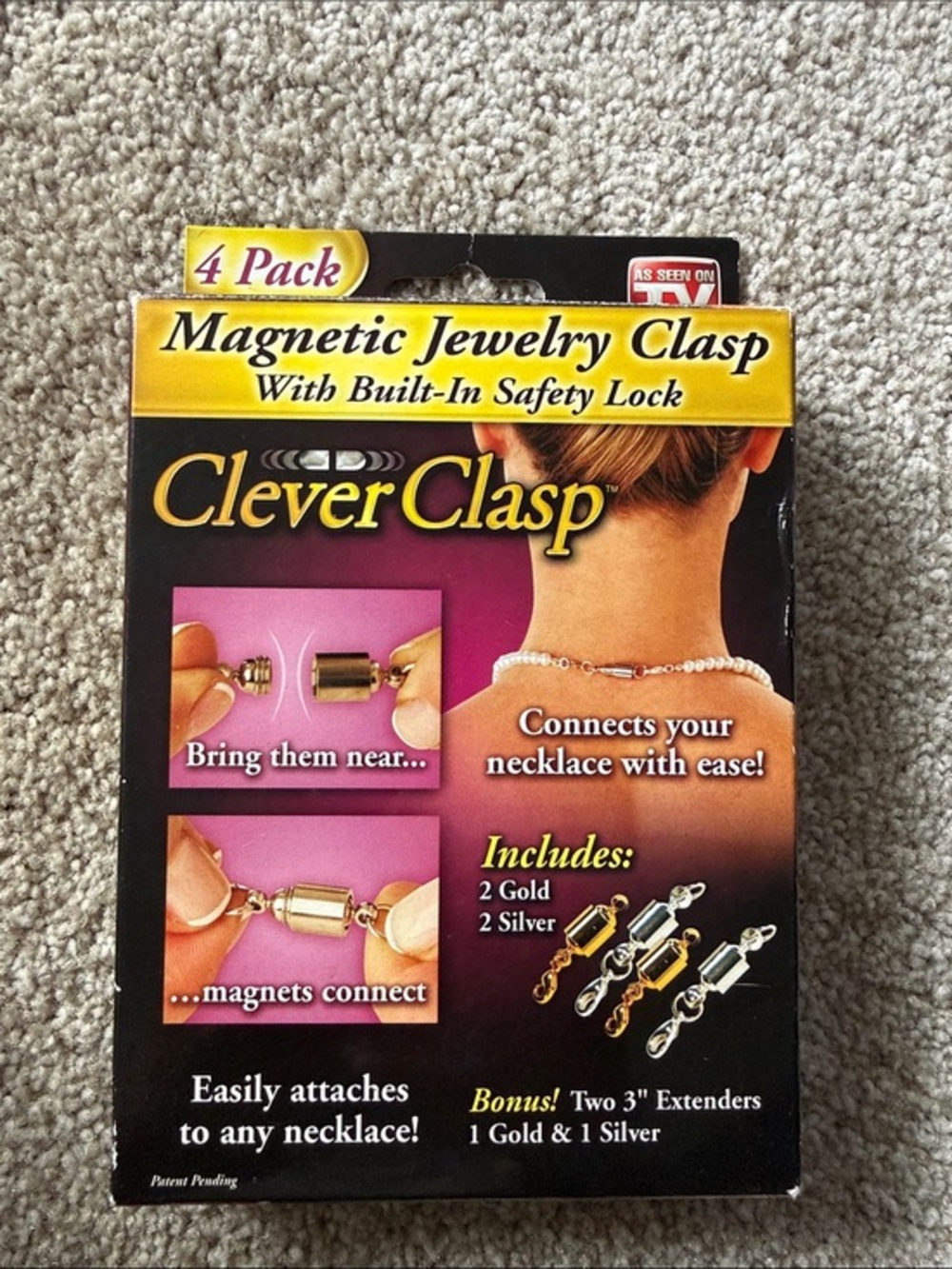 NWB Vintage Clever Clasp as seen on TV magnetic jewelry clasp